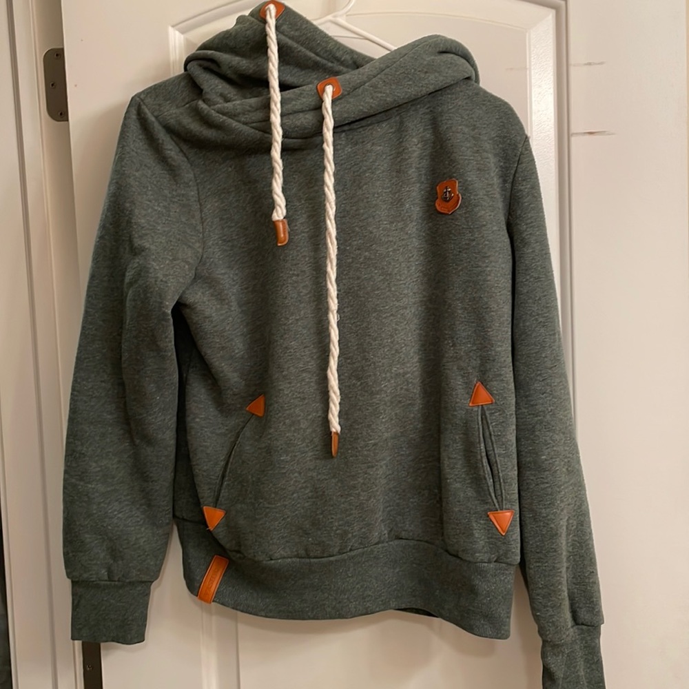 Leather accent sweatshirt